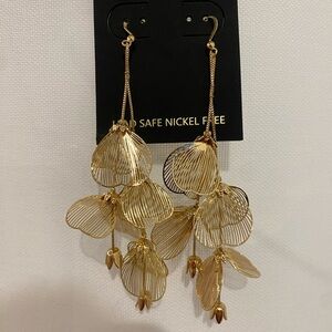 Atterri Gold Floral Drop Earrings - Bold and Elegant
